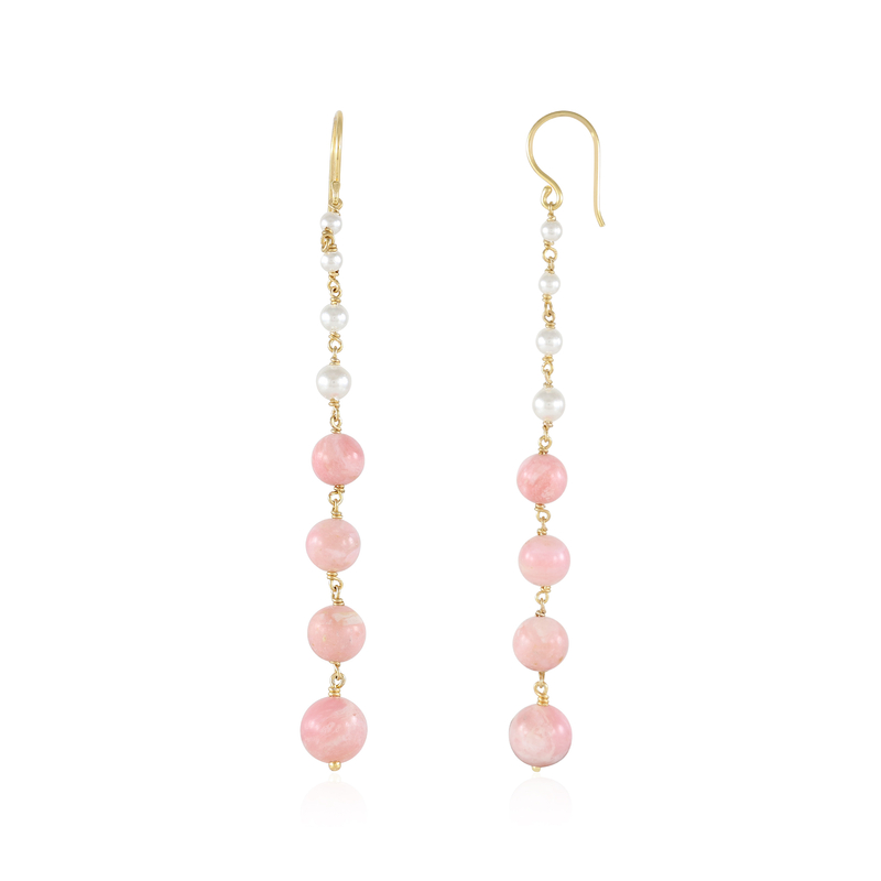 Pinkfarbener Opal-Silberohrringe (de Melo Essence)
