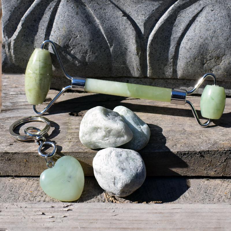 Juwelo Wellness-Set Serpentin – Massageroller, Schlüsselanhänger, Edelsteine