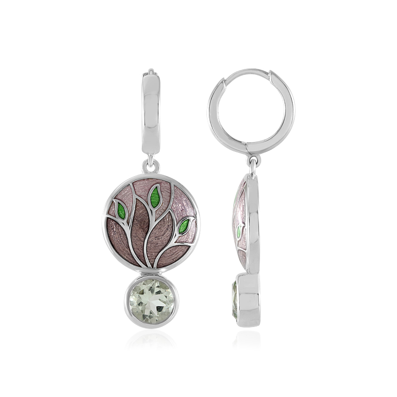 Grüner Amethyst-Silberohrringe (Adela Silber) Grüner Amethyst-Silberohrringe (Adela Silber)