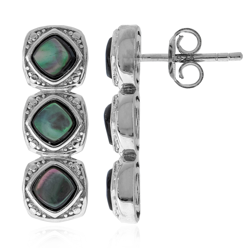 Perlmutt-Silberohrringe