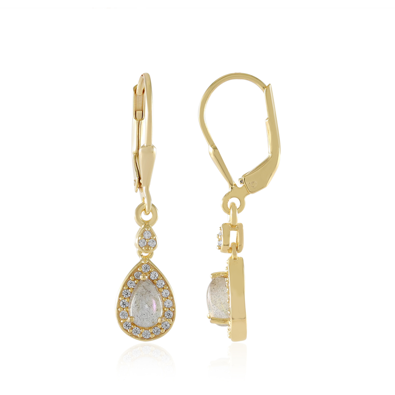 Pinkfarbener Maniry-Labradorit-Silberohrringe