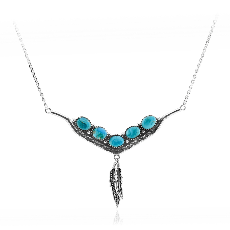 Blauer Kingman Mohave-Türkis-Silbercollier (Jones Lee)