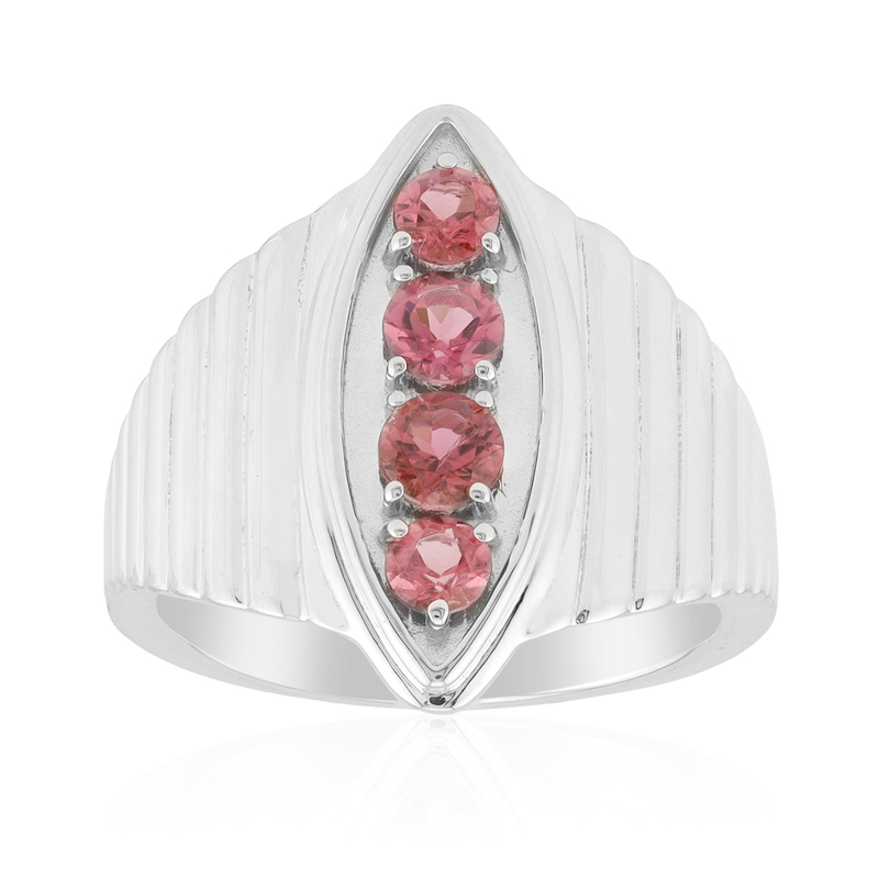 Brasilianischer Pinkfarbener Turmalin-Silberring (Pallanova)