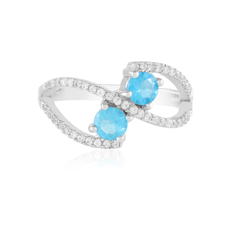 Neonblauer Apatit-Silberring - Farbe: Blau