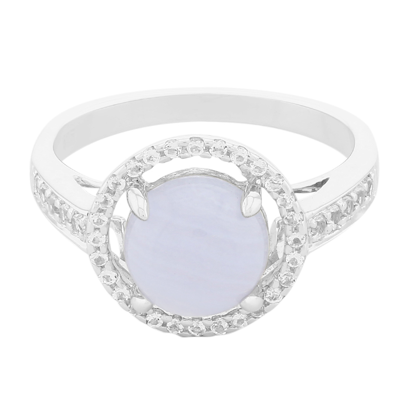 Blauer Chalzedon-Silberring