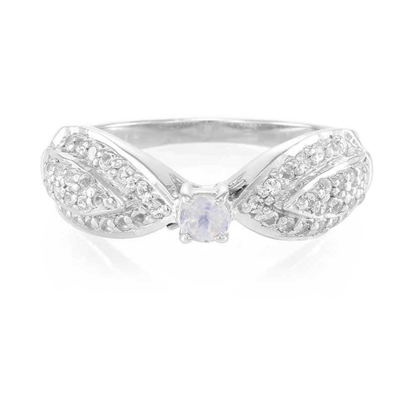 Regenbogen-Mondstein-Silberring