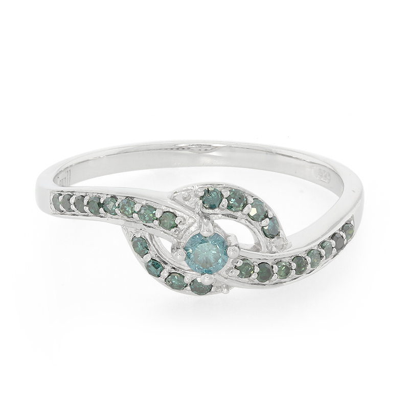 Fancy-Diamant-Silberring