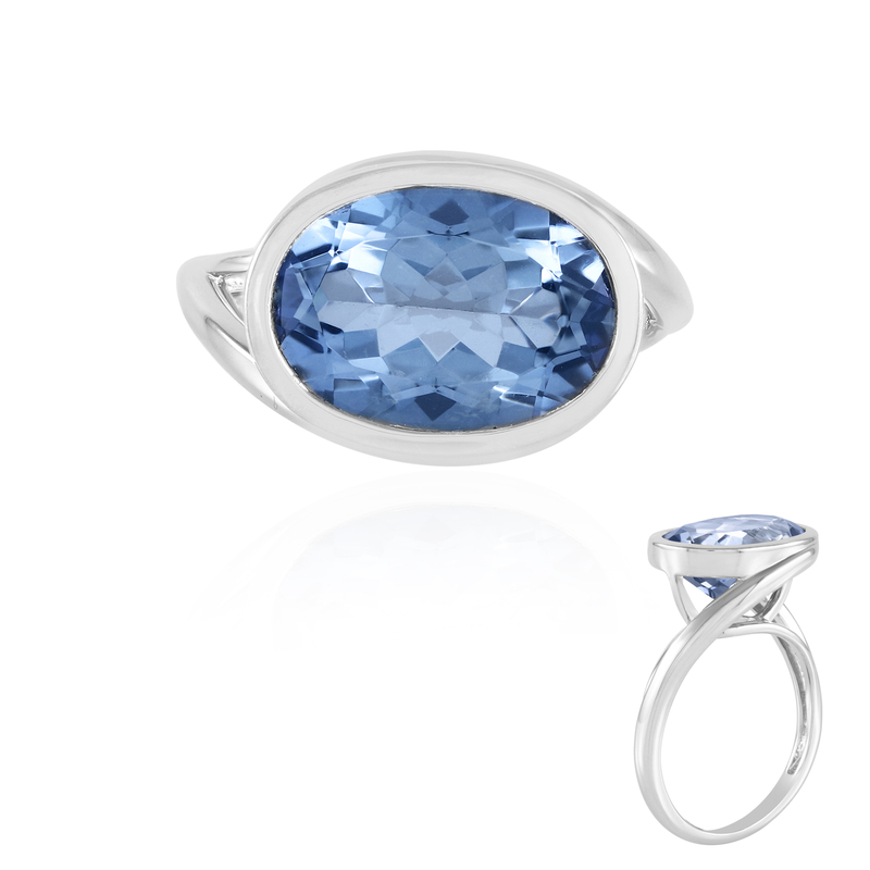 Blauer Quarz-Silberring