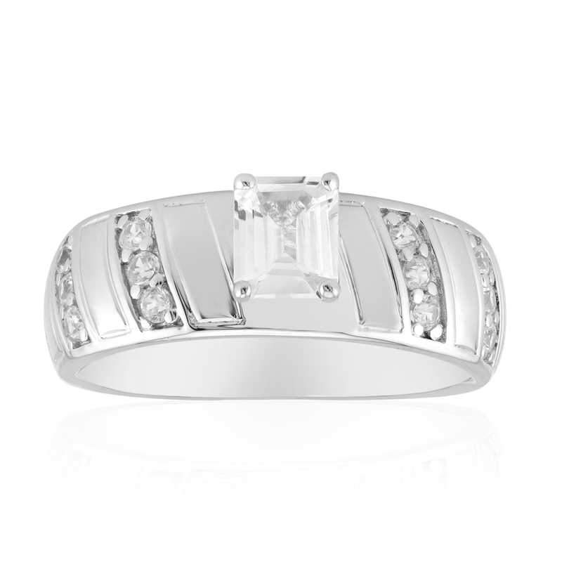 Weißer Saphir-Silberring