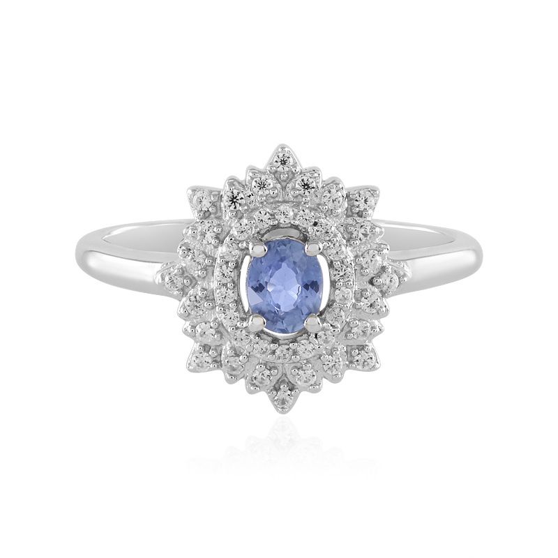 Nicht erhitzter Blauer Ceylon-Saphir-Silberring