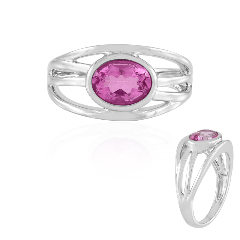 Pinkfarbener Quarz-Silberring