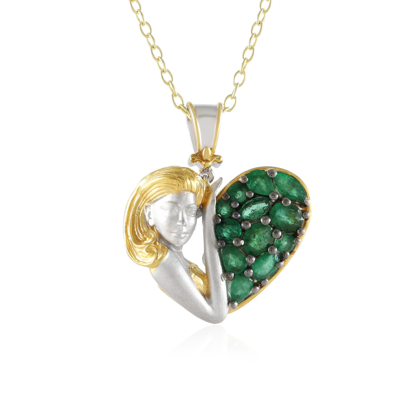 Sambia-Smaragd-Silberhalskette (Gems en Vogue)