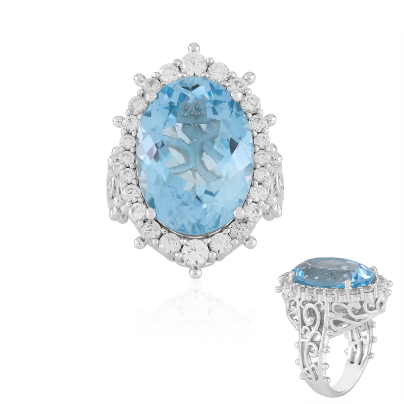 Himmelblauer Topas-Silberring (Dallas Prince Designs) - Farbe: Blau