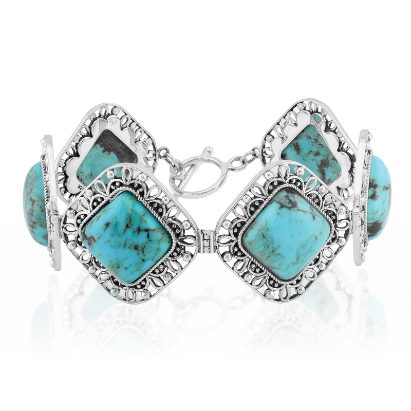 Blauer Kingman Mohave-Türkis-Silberarmband (Jones Lee)