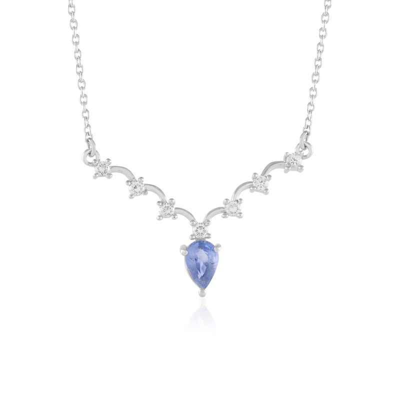 Nicht erhitzter Blauer Ceylon-Saphir-Silbercollier