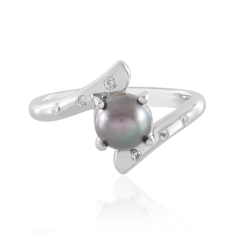 Silberfarbene Süßwasserzuchtperlen-Silberring