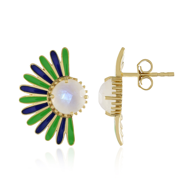 Regenbogen-Mondstein-Silberohrringe