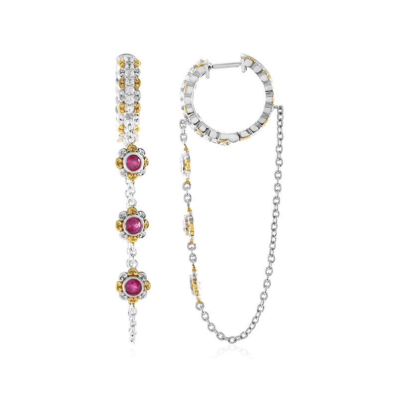 Burmesischer Rubin-Silberohrringe (Gems en Vogue) Burmesischer Rubin-Silberohrringe (Gems en Vogue)