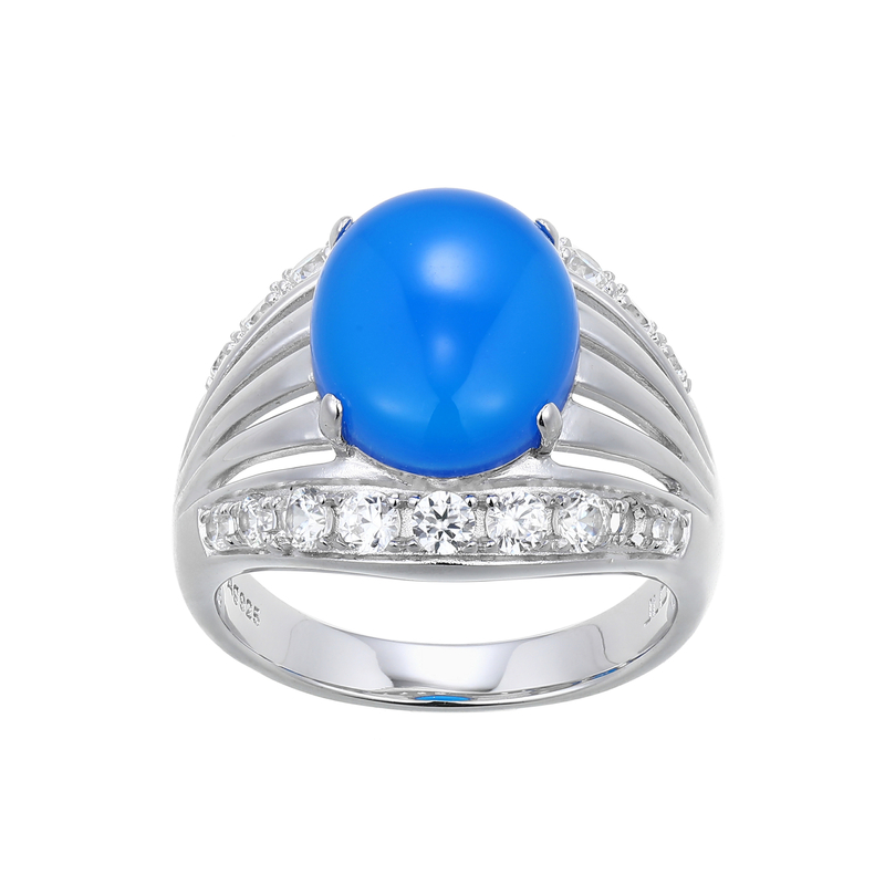 Blauer Achat-Silberring