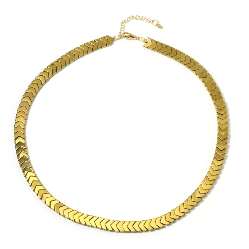 Goldener Hämatit-Silberhalskette