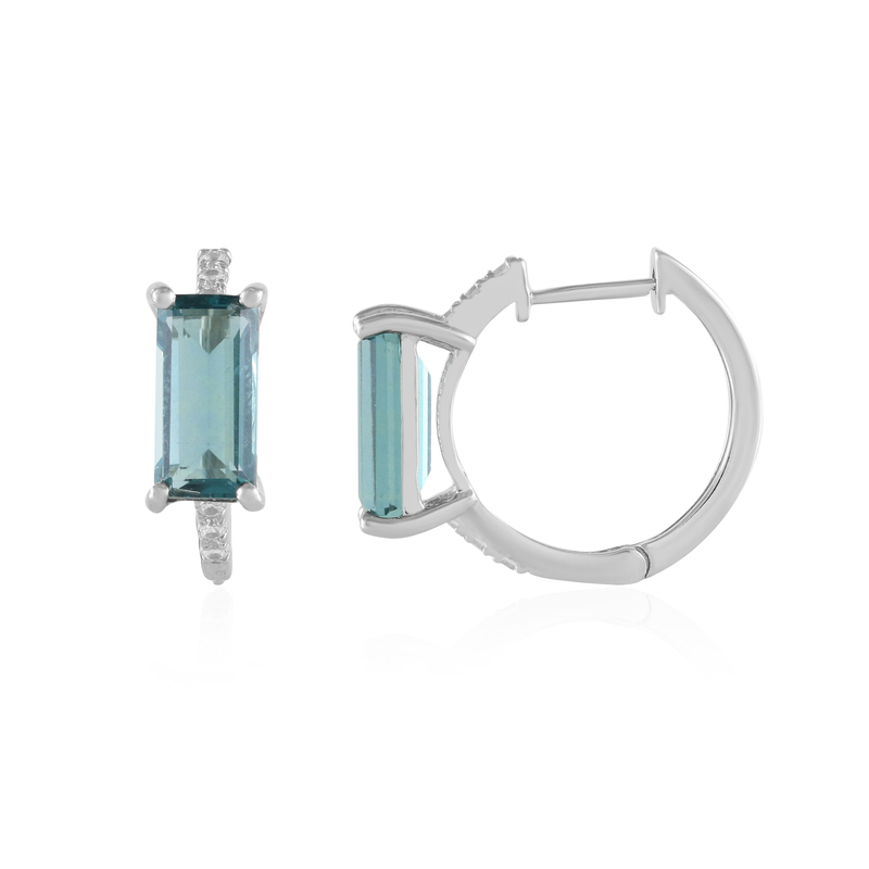 Petrolfarbener Fluorit-Silberohrringe