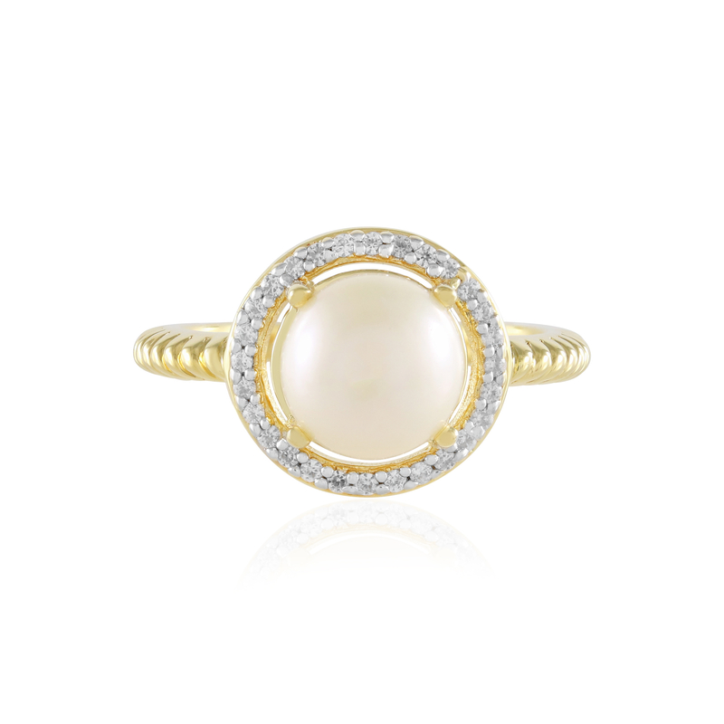 Weiße Süßwasserzuchtperlen-Silberring