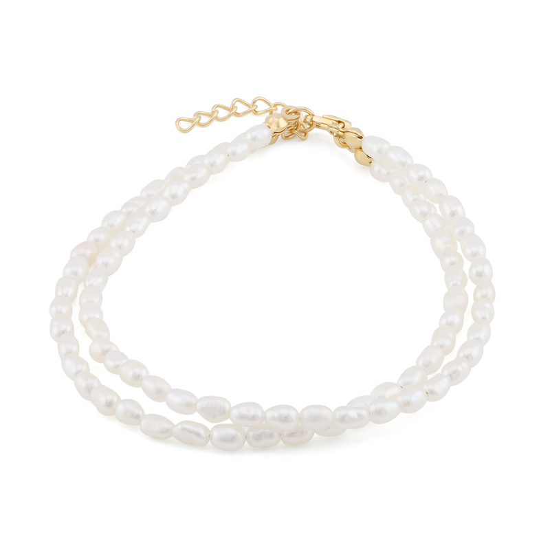 Weiße Süßwasserzuchtperlen-Silberarmband