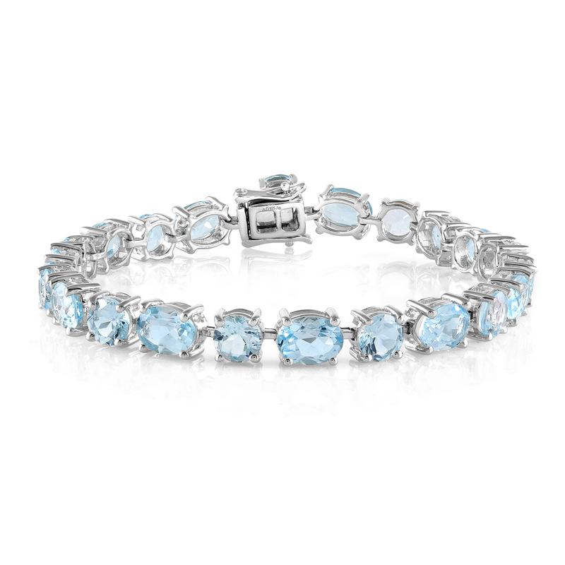 Himmelblauer Topas-Silberarmband