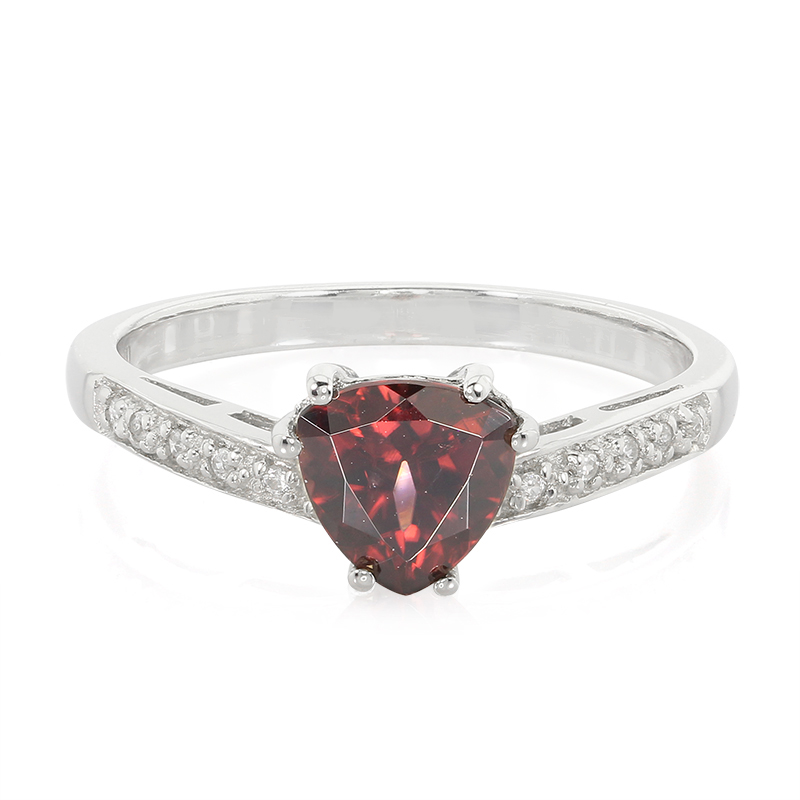 Roter Zirkon-Silberring