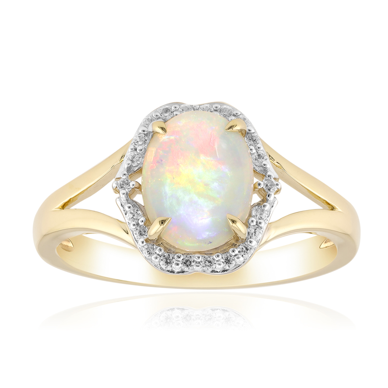 Brasilianischer Weißer Opal-Goldring Brasilianischer Weißer Opal-Goldring