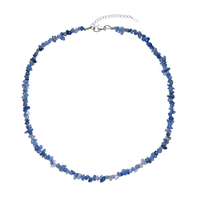 Blauer Quarz-Silberhalskette