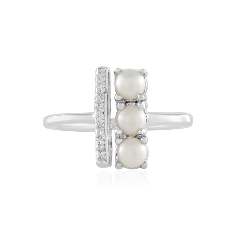 Weiße Süßwasserzuchtperlen-Silberring