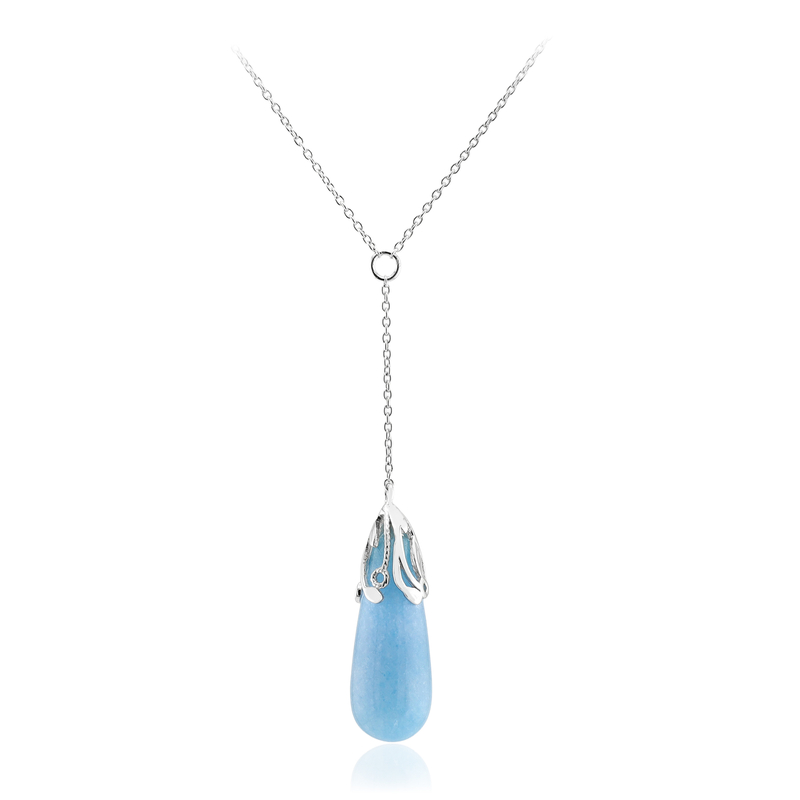 Azurblauer Quarz-Silbercollier