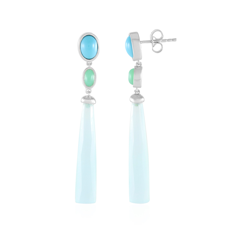 Aqua-Chalzedon-Silberohrringe (KM by Juwelo)