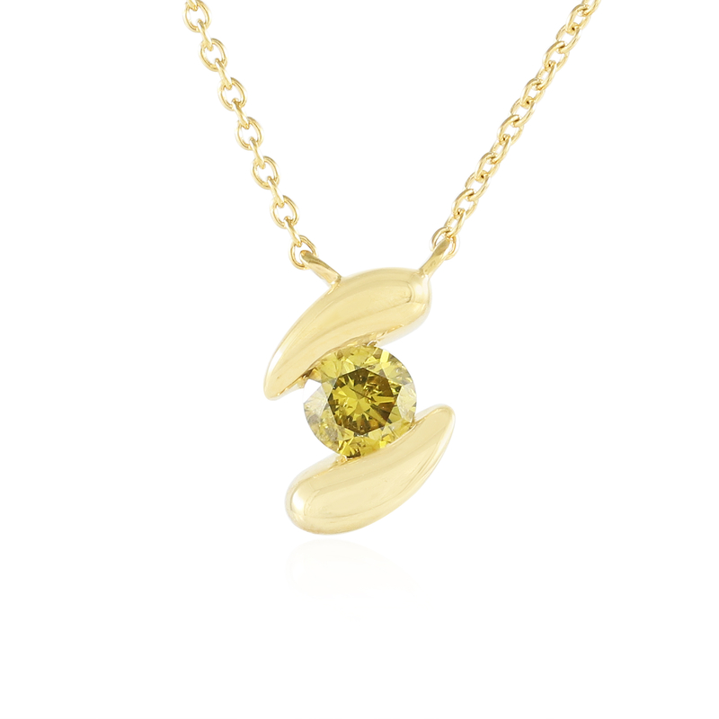 Gelber I2 Brillant-Silbercollier