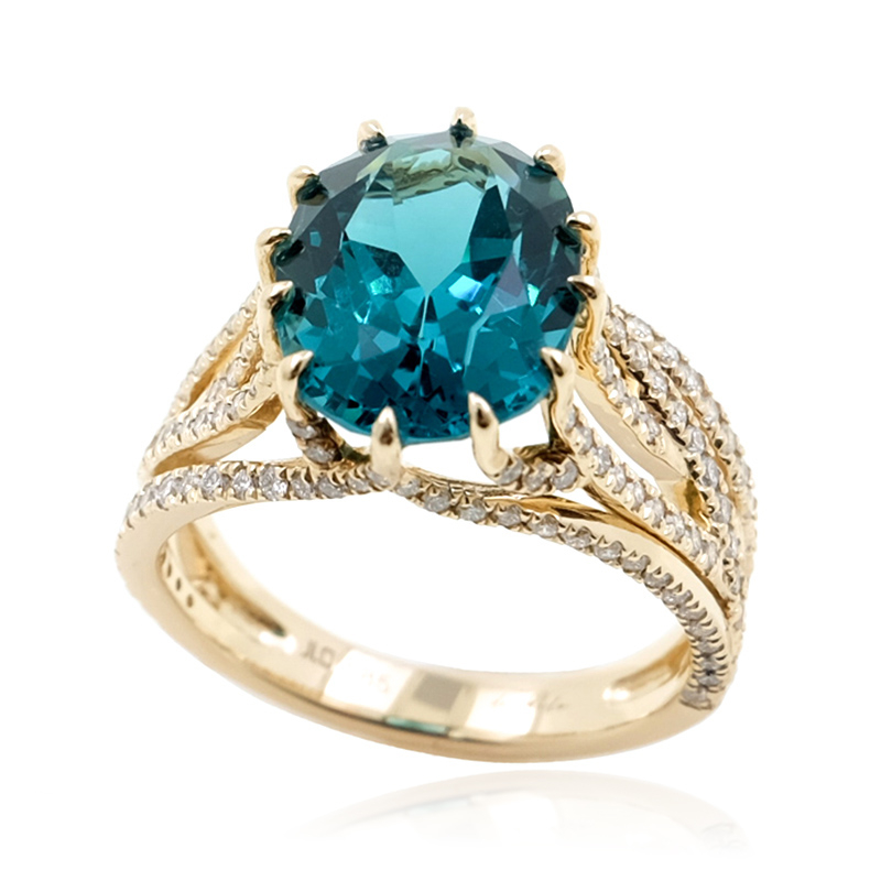 Karibikblauer Apatit-Goldring (de Melo)