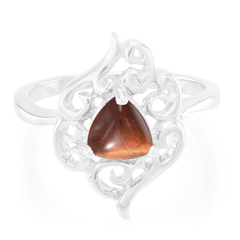 Rotes Tigerauge-Silberring