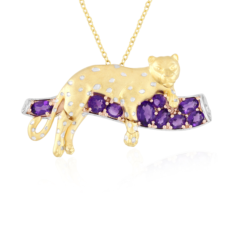 Amethyst-Silberhalskette/-brosche (Gems en Vogue)