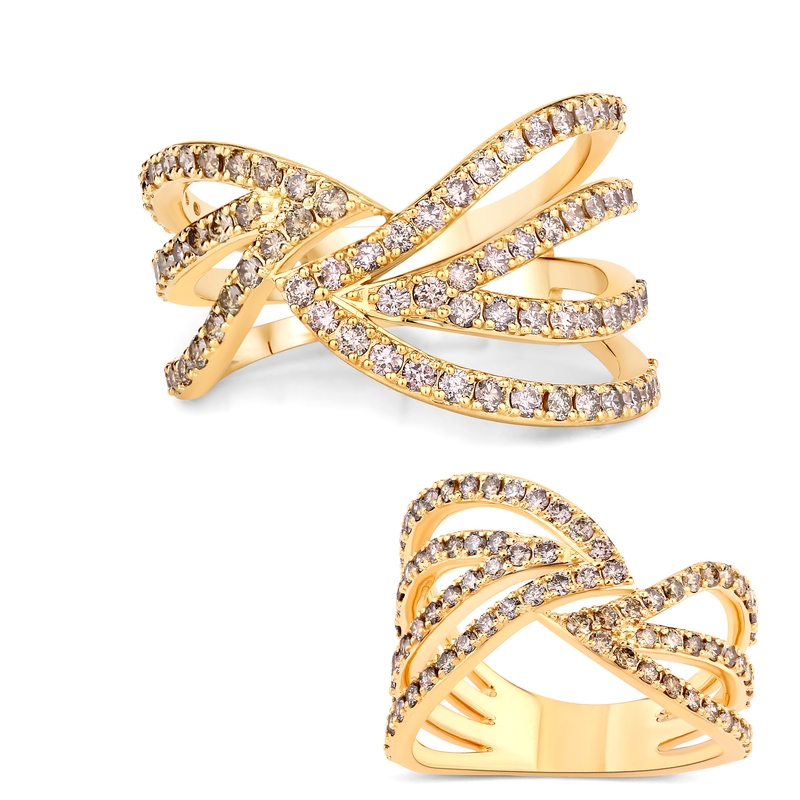 I2 Schokoladen-Brillant-Goldring (SUHANA)