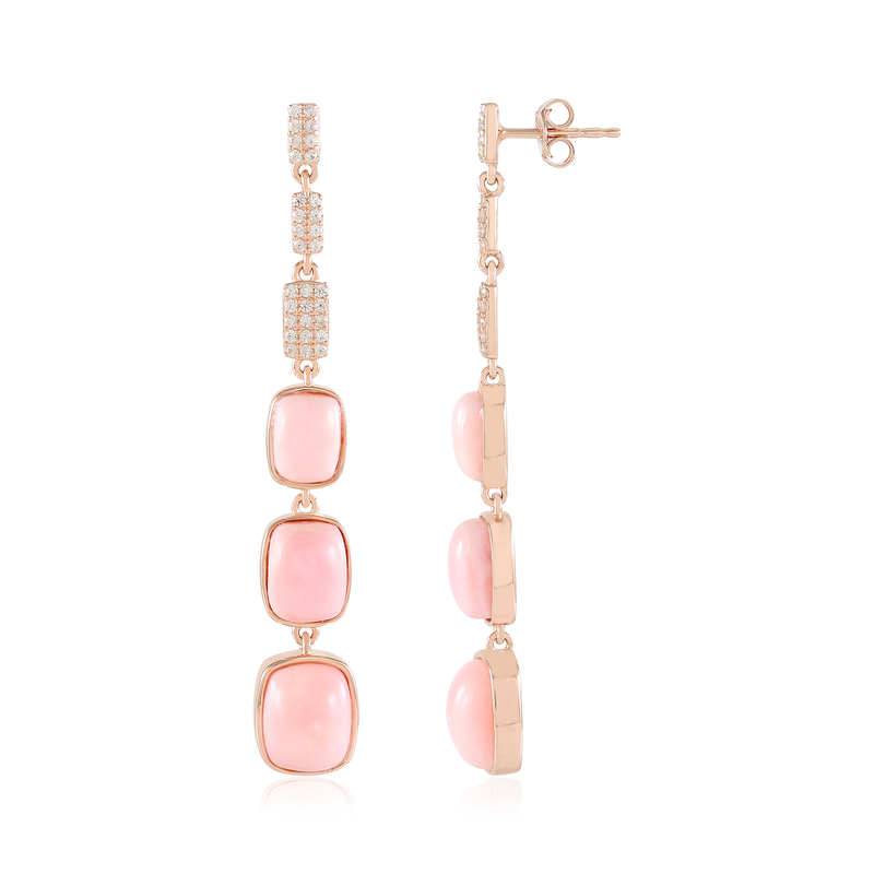 Pinkfarbener Opal-Silberohrringe (de Melo Essence)