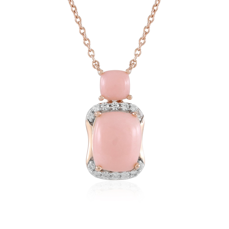Pinkfarbener Opal-Silberhalskette (Adela Silber)