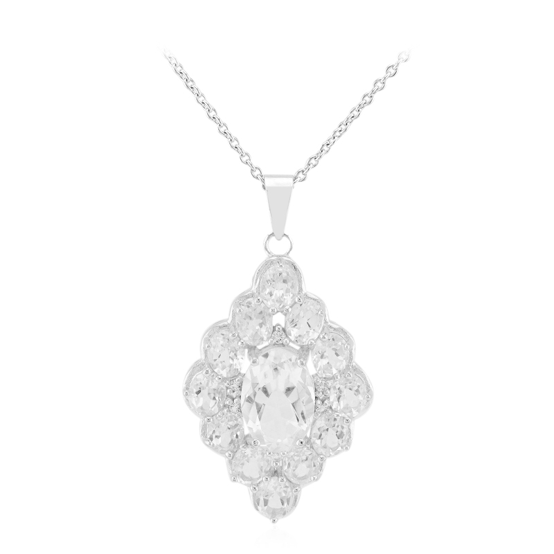 Weißer Topas-Silberhalskette