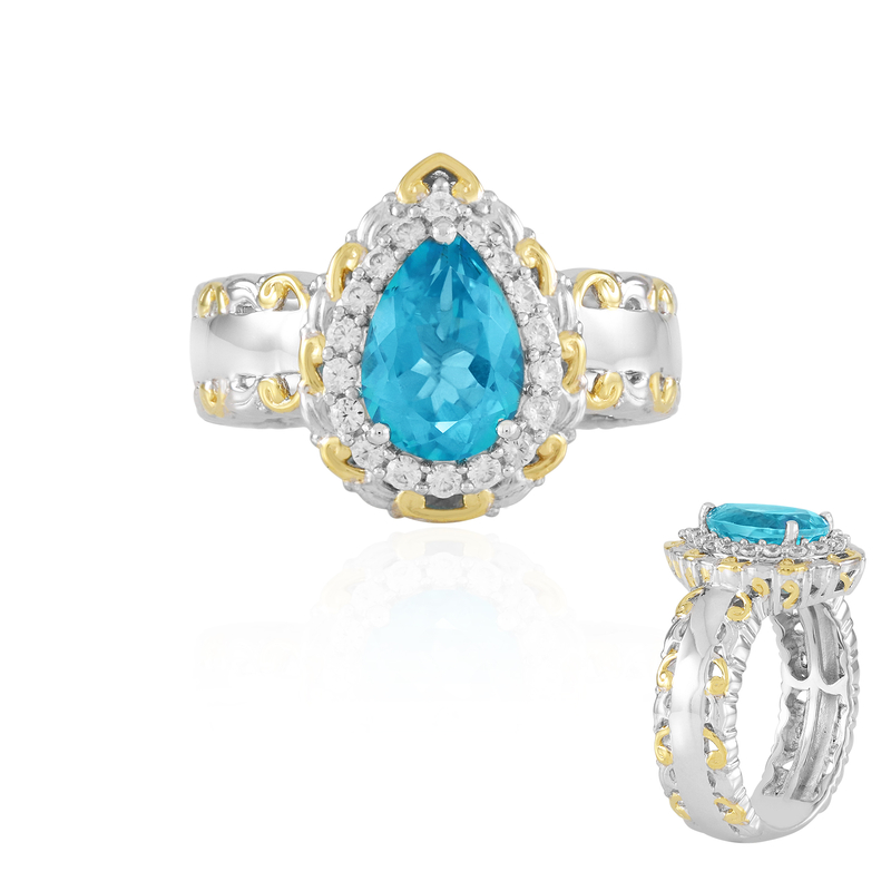 Paraibafarbener Topas-Silberring (Gems en Vogue)