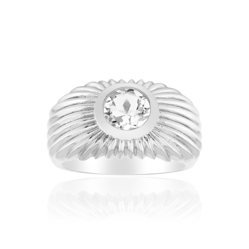 Weißer Topas-Silberring