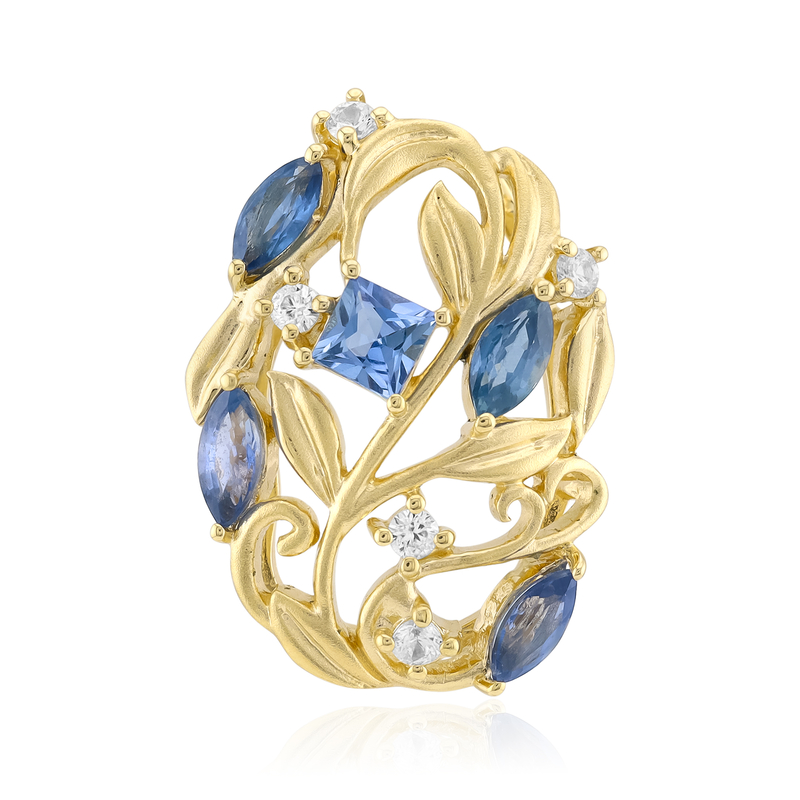 Blauer Tuléar-Saphir-Goldanhänger (de Melo Gold)