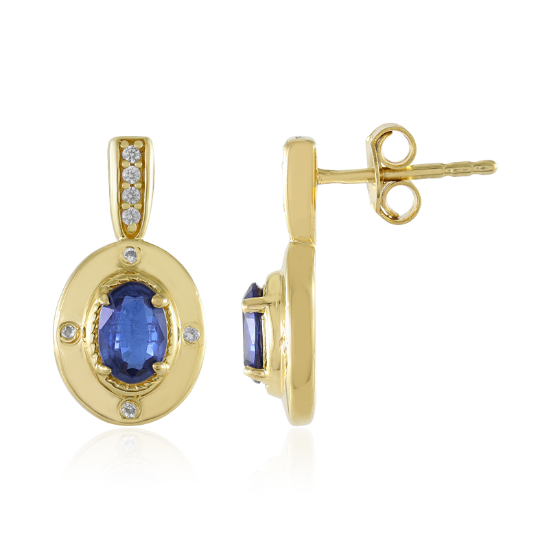 Nepalesischer Kyanit-Silberohrringe Nepalesischer Kyanit-Silberohrringe