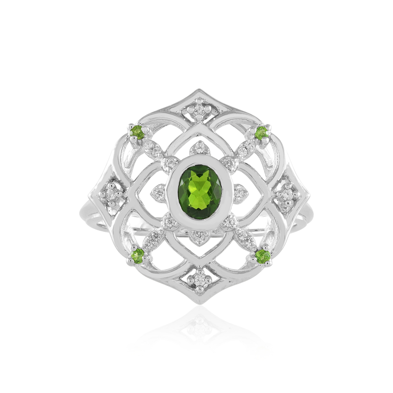 Russischer Diopsid-Silberring