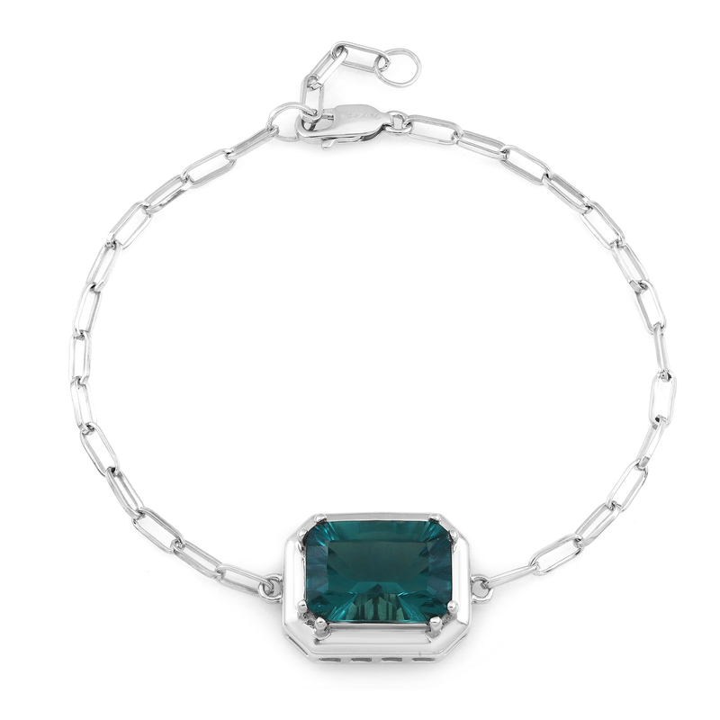 Petrolfarbener Fluorit-Silberarmband