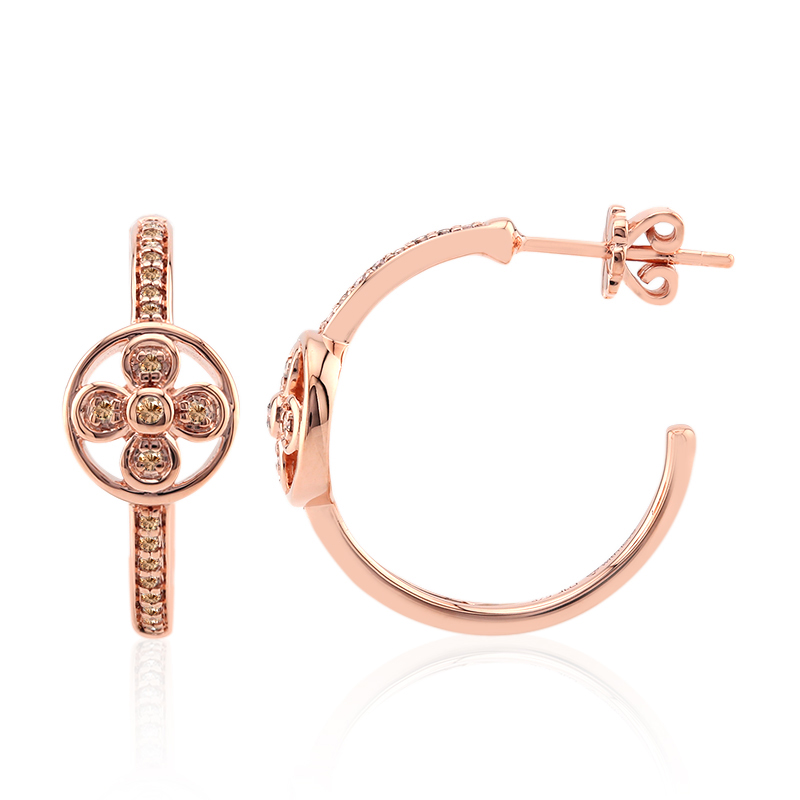 SI1 Argyle-Rose de France-Brillant-Goldohrringe (Annette) SI1 Argyle-Rose de France-Brillant-Goldohrringe (Annette)