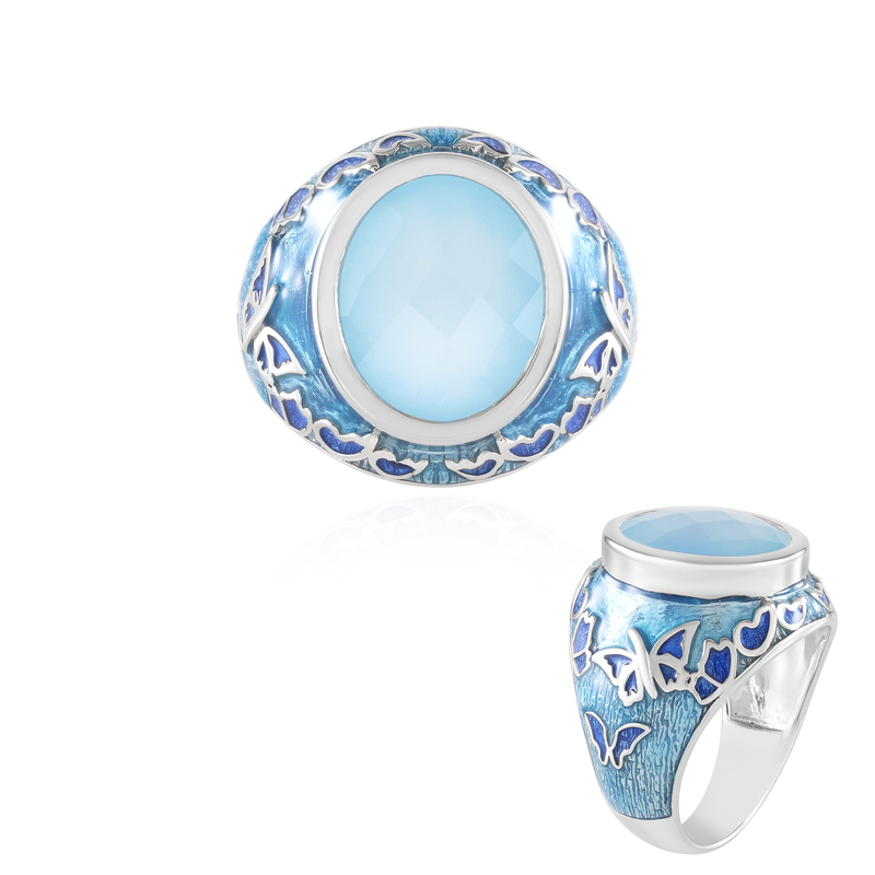 Blauer Chalzedon-Silberring (Adela Silber)